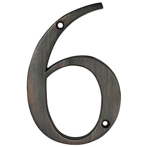 4 in. Aged Bronze Flush Mount House Number 6
