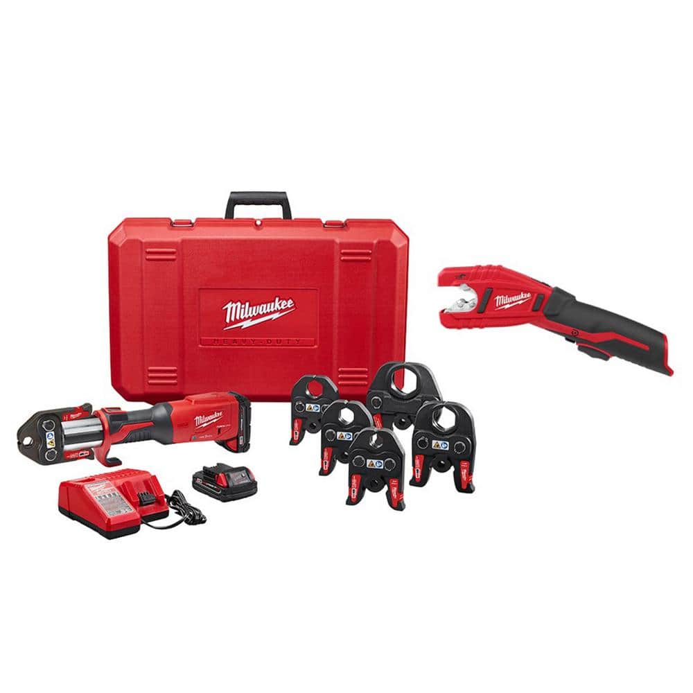 Milwaukee M18 18-Volt Lithium-Ion Brushless Force Logic Press Tool Kit with M12 Copper Tubing Cutter (2 -Tool) -  2922-22-2471