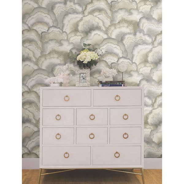 Grey Abalone Fans Smokey Peel and Stick Wallpaper