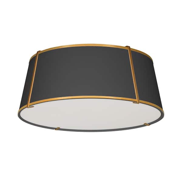 Dainolite Trapezoid 22 in. 4 Light Black Fabric Flush Mount
