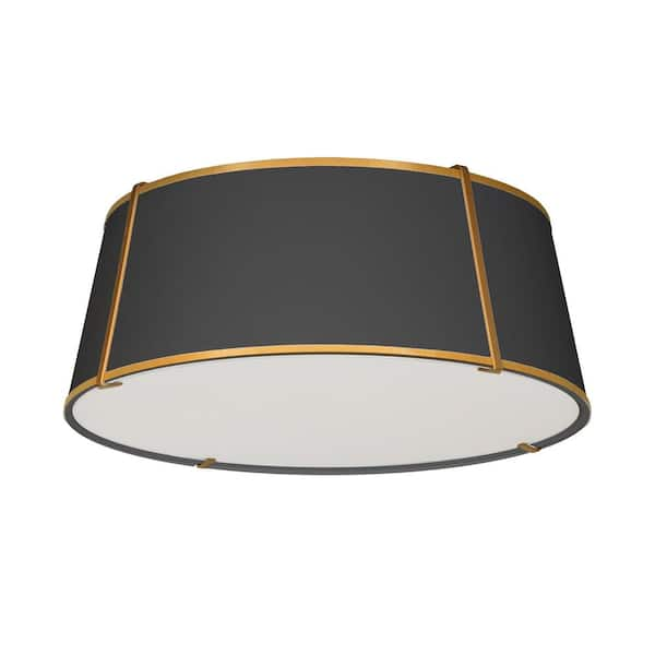 Dainolite Trapezoid 22 in. 4-Light Gold Fabric Flush Mount