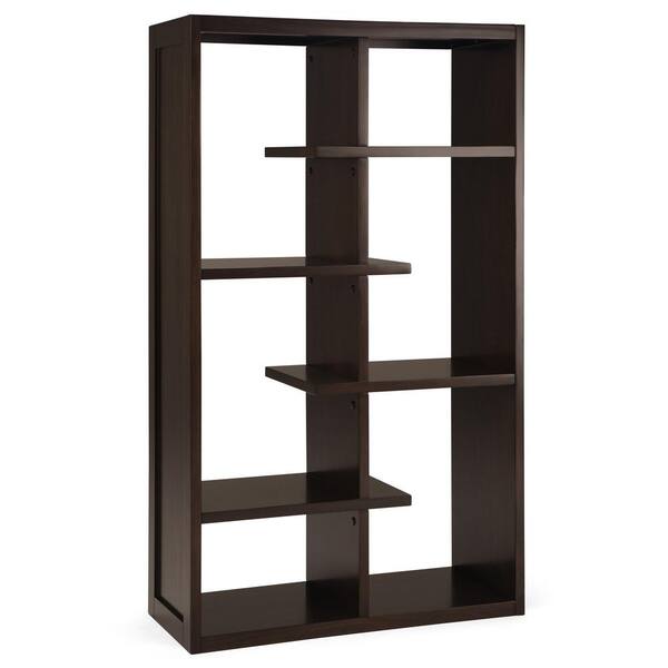 Simpli Home Camden 60 in. H Dark Chestnut Brown Wood 4-Shelf Accent Bookcase
