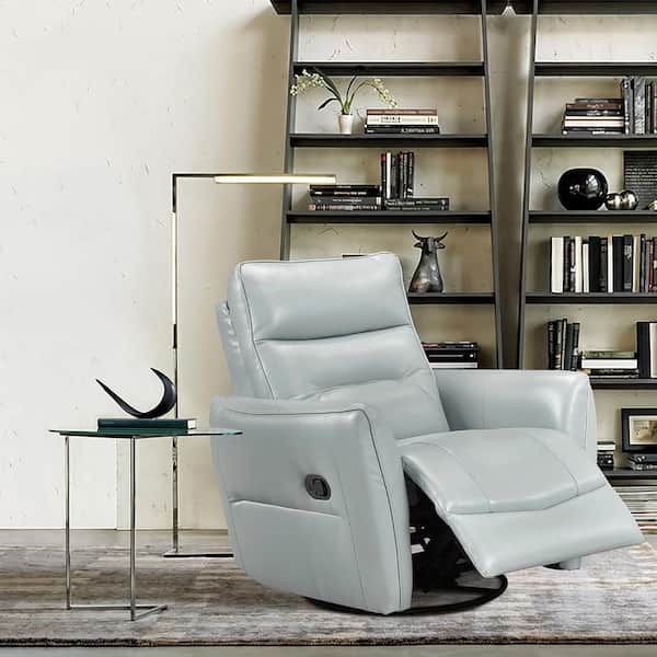 Bradford Aqua Leather Manual Swivel Glider Recliner