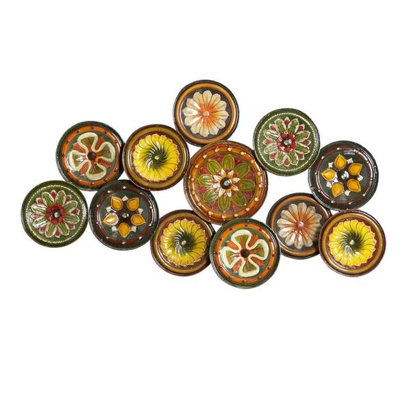 Litton Lane Abstract Multi Colored Metal Plate Floral Wall Decor, 46 in ...