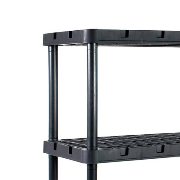 Gracious Living 5 Shelf Knect-A-Shelf Ventilated Heavy Duty Storage Unit 18  x 36 x 72 Organizer for Home, Garage, Basement & Laundry, Black (2 Pack)