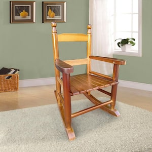 Oak Brown Populus Wood Rocking Chair Kids' Chair for Kid's Bedroom Indoor and Outdoor Accent Chair (Set of 1)