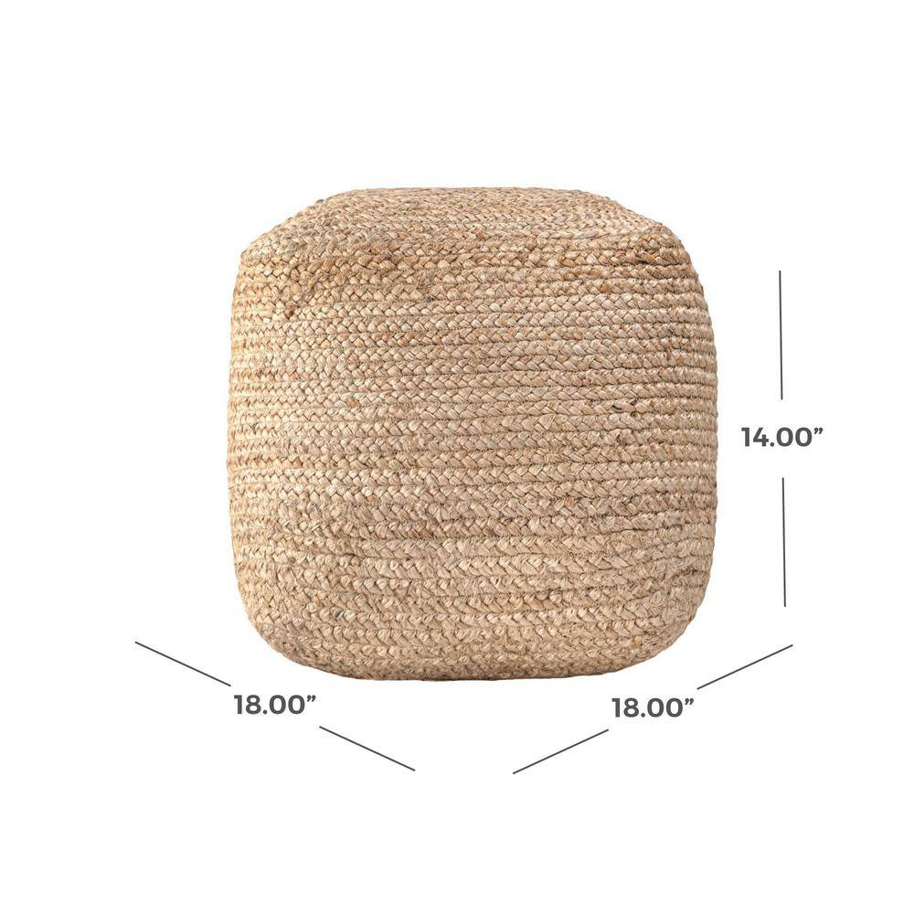 Natural Jute Braided 18" Pouf Ottoman