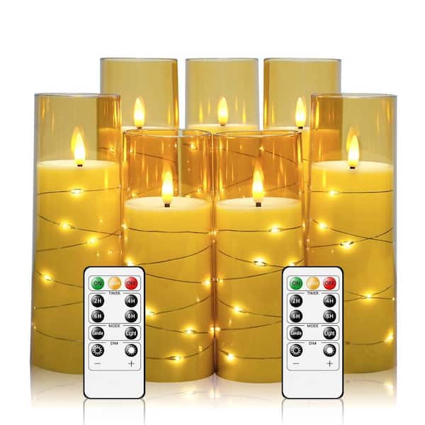 ignus flameless led candle | explore the candlelight... Gold Flameless LED Candles with Timer (Set of 7) TG0114 - The Home Depot