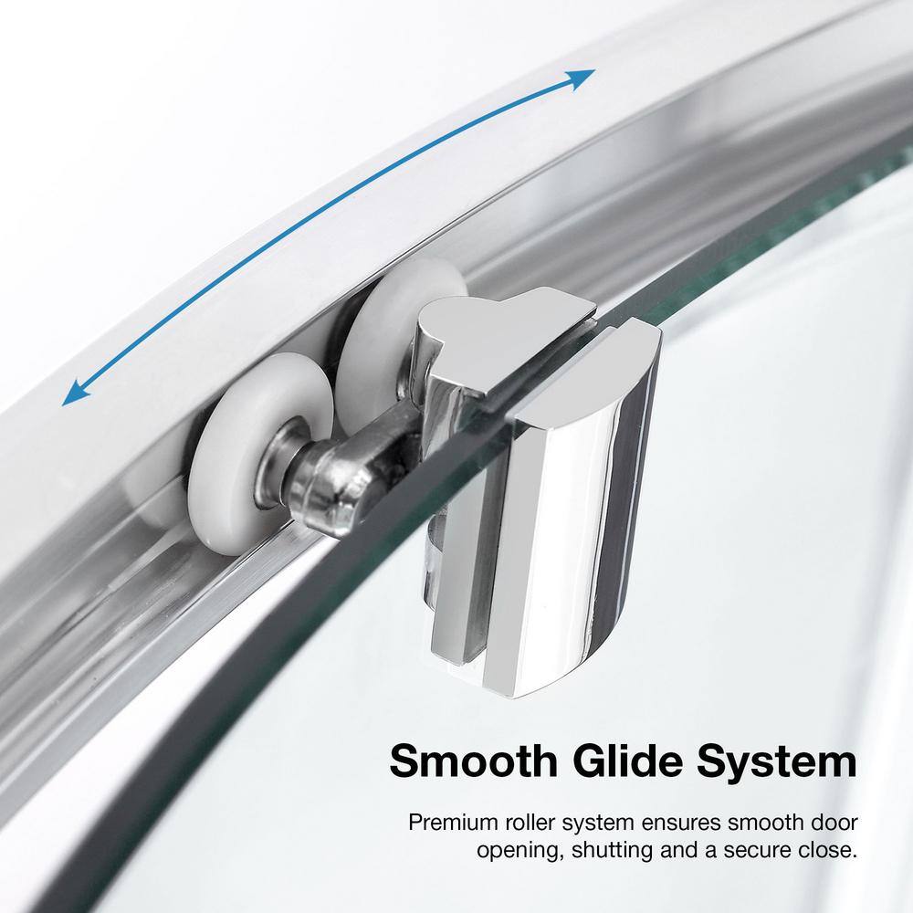 Breeze 36'' x 76'' Frameless Chrome Shower Kit with Clear Glass