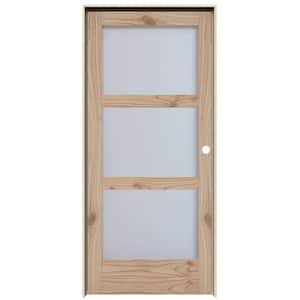 MODA Rustic 24 in. x 80 in. Solid Wood Full Lite Frosted Glass Unfinished Wood Interior Door Slab