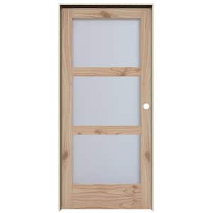 MODA Rustic 32 in. x 80 in. Solid Wood Full Lite Frosted Glass Unfinished Wood Interior Door Slab