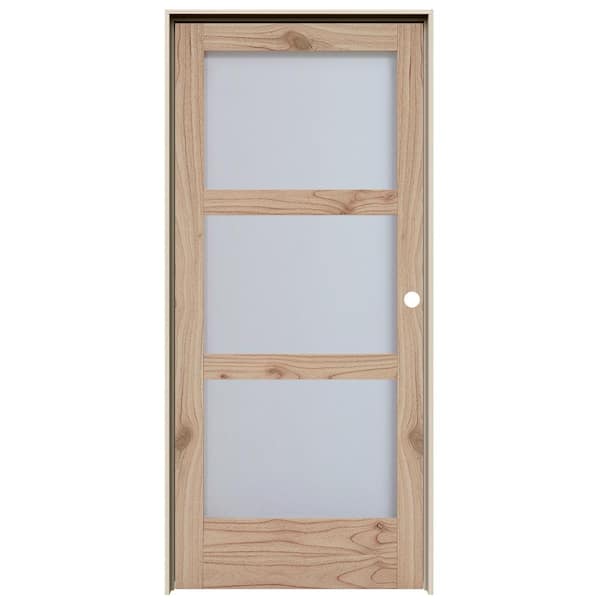 MODA Rustic 32 in. x 80 in. Solid Wood Full Lite Frosted Glass Unfinished Wood Interior Door Slab