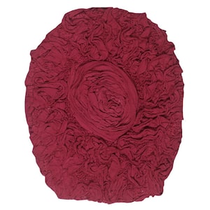 Bell Flower Collection 100% Cotton Tufted Bath Rug, 18x18 in. Toilet Lid Cover, Red