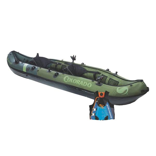 Sevylor Colorado Green 2-Person Inflatable Kayak & Stearns Men's Life Vest, M