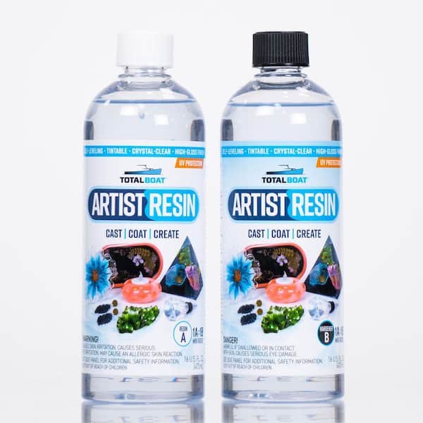 TOTALBOAT Artist Epoxy Resin-32 oz. Quart Kit with 1:1 Mix Ratio and UV Resistance-High-Gloss, Crystal-Clear Casting