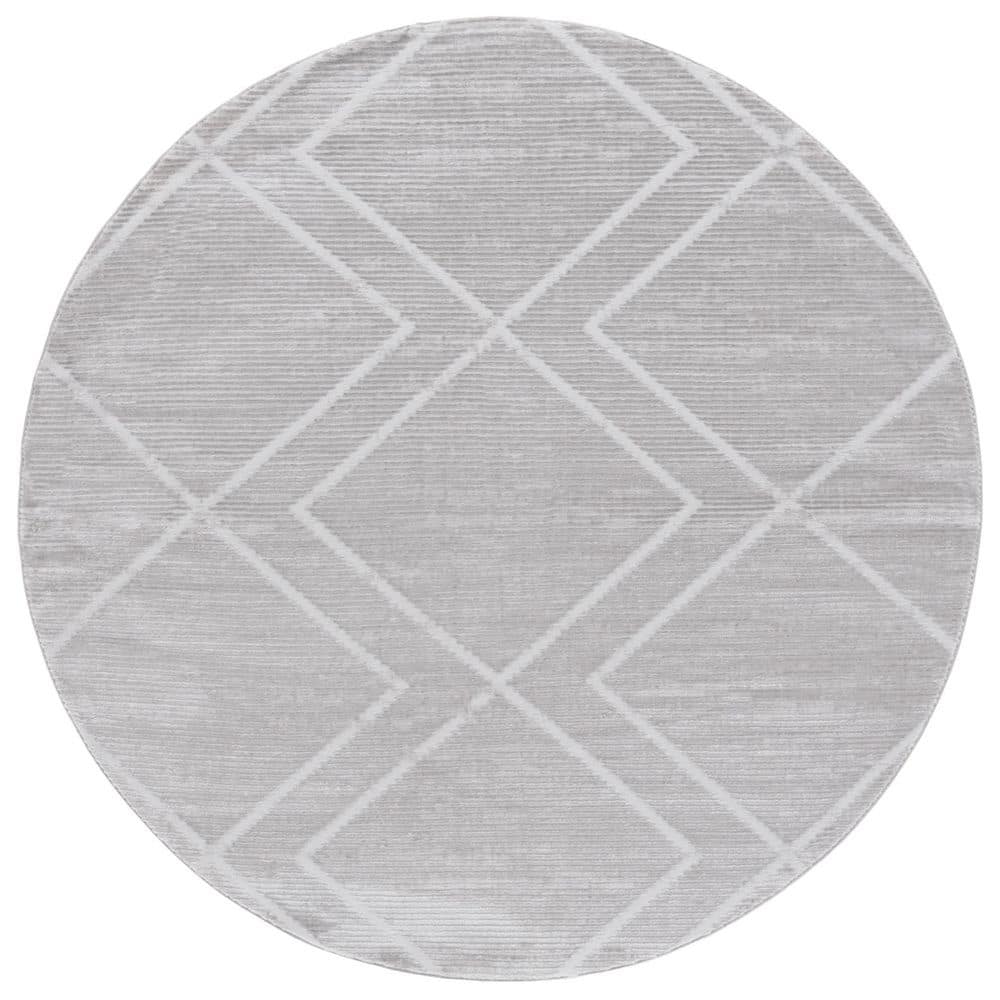 Carter Rugs Geometric SAFAVIEH Carter 7 ft. x 7 ft. Gray/Light Gray Geometric Diamond Round ...