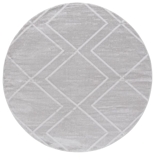 SAFAVIEH Carter 7 ft. x 7 ft. Gray/Light Gray Geometric Diamond Round Area Rug