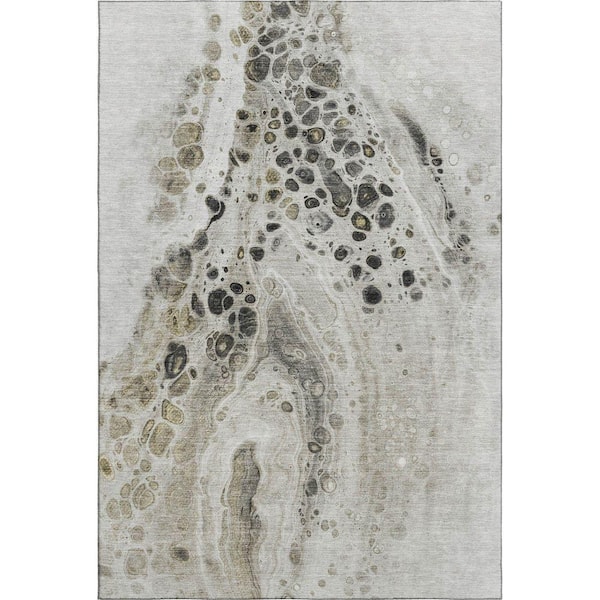 Mayfield Premium Machine Washable Abstract AMF1935 Taupe 3 ft. x 4 ft. Area Rug