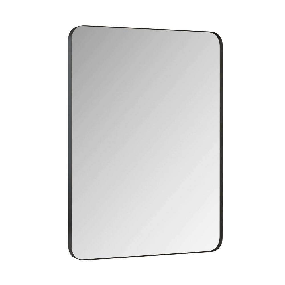 Anky 30 in. W x 40 in. H Rounded Rectangular Metal Framed Wall Mount Bathroom Vanity Mirror in Black price history on PriceWatchPro