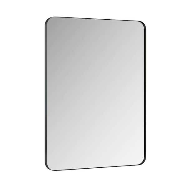 Anky 30 in. W x 40 in. H Rounded Rectangular Metal Framed Wall Mount Bathroom Vanity Mirror in Black
