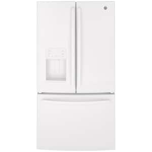 35.8 in. 25.6 cu. ft. Standard Depth Retro French Door Refrigerator in White with LED Light Type