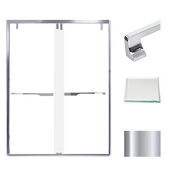 Transolid Eden 60 in. W x 80 in. H Sliding Semi-Frameless Shower Door in Polished Chrome with Low Iron Glass