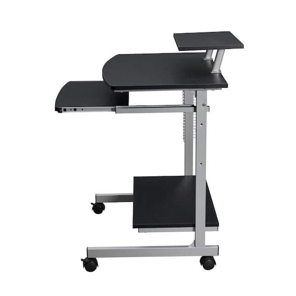 27.5 in. Rectangular Espresso Steel Frame Computer Desk with Storage
