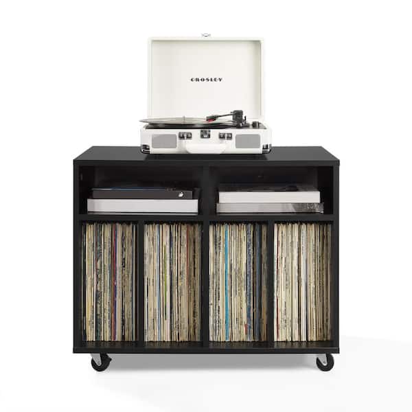 Carlo Black Rolling Record Storage Console