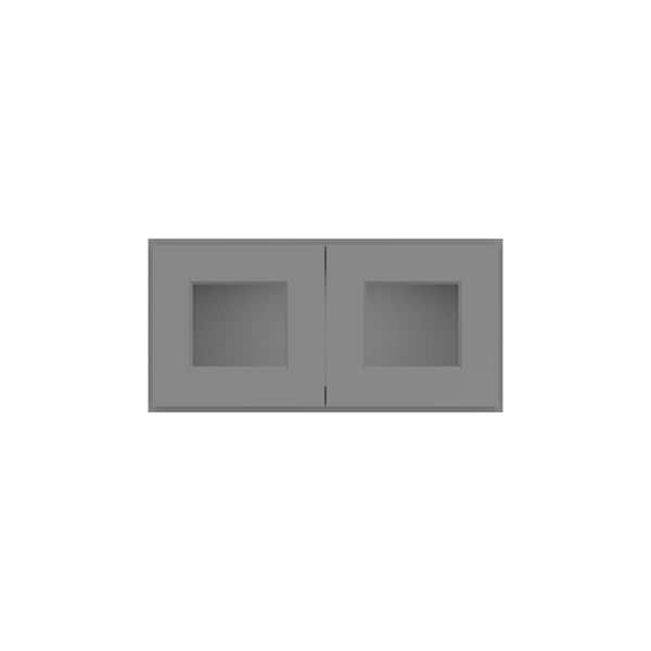 HOMLUX 24-in. W x 12-in. D x 12-in. H in Shaker Grey Ready to Assemble Wall Kitchen Cabinet with No Glasses
