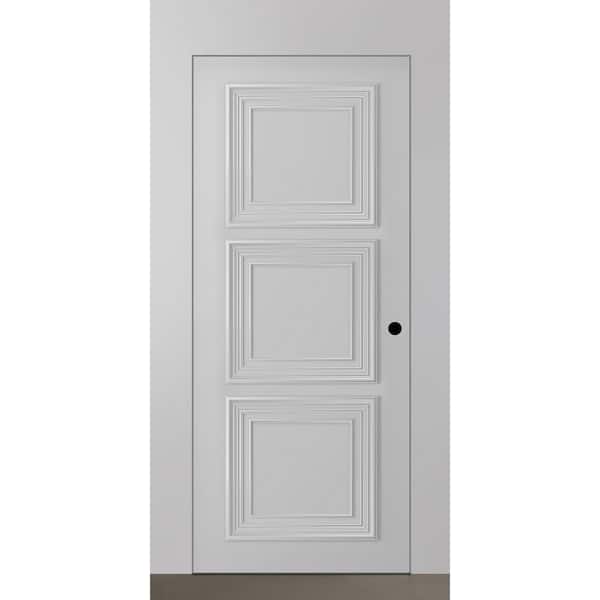Palazzo 3-Panel 36 in. x 96 in. Right-Handed Primed Composite Wood Single Prehung Interior Door w/ Hidden Frame Regular