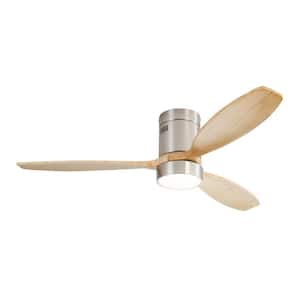 1-Light dimmable Integrated LED Brushed Nickel Round Ceiling Fan Chandelier for Living Room