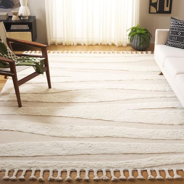 Casablanca 8 ft. x 10 ft. Ivory/Beige Striped Zebra Area Rug