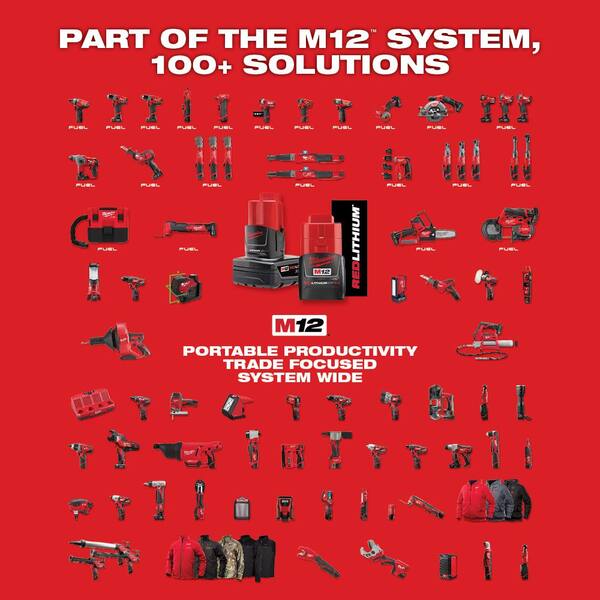 Milwaukee M12 12V Lithium-Ion Cordless 3/8 in. Ratchet Kit with One 1.5 Ah  Battery, Charger and Tool Bag 2457-21 - The Home Depot