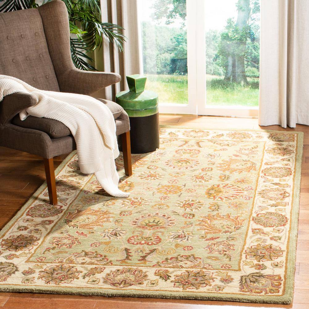 Heritage Green and Gold Hand-Tufted Wool Area Rug 2' x 3'