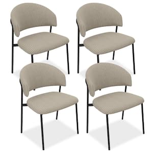 Gray Corduroy Upholstered Dining Chairs with Metal Legs(Set of 4 Gray Chairs)