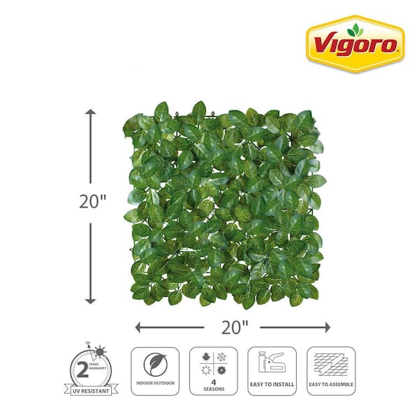 2 in. Green Artificial Chestnut 20 in. x 20 in. Privacy Foliage Panel (2-Peices)