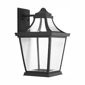 Endorse LED Collection 1-Light Textured Black Clear Glass New Traditional Outdoor Large Wall Lantern Light