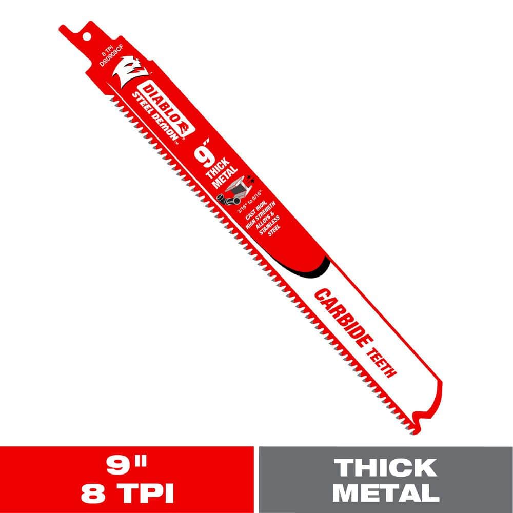 DIABLO 9 in. 8 TPI Steel Demon Carbide Reciprocating Saw Blade for Thick Metal Cutting