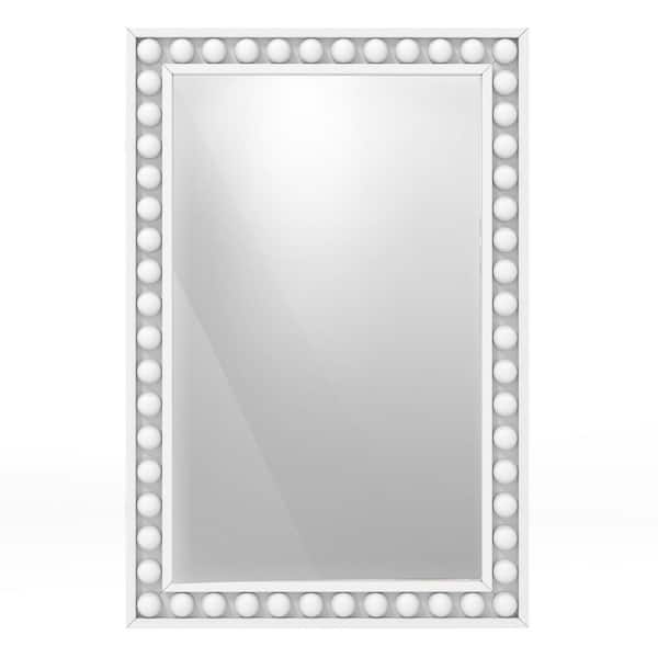 24 in. W x 36 in. H White Rustic Rectangle Full Length Wall Mirror with Solid Wood Frame for Living Room