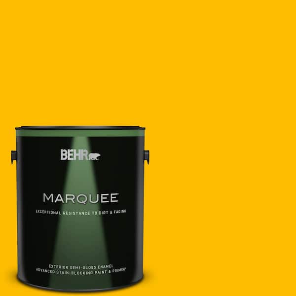 BEHR MARQUEE 1 gal. #340B-7 Empire Yellow Semi-Gloss Enamel Exterior Paint & Primer