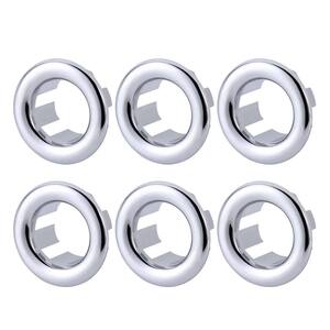 1.2 in. Plastic Sink Basin Trim Overflow Cover Insert in Hole Round Caps in Chrome (6-Pack)