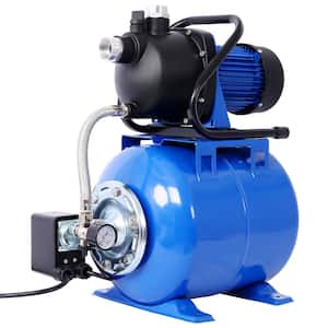 1.6 HP Blue Stainless Steel Head Shallow Well Automatic Water Booster Pump with Pressure Tank