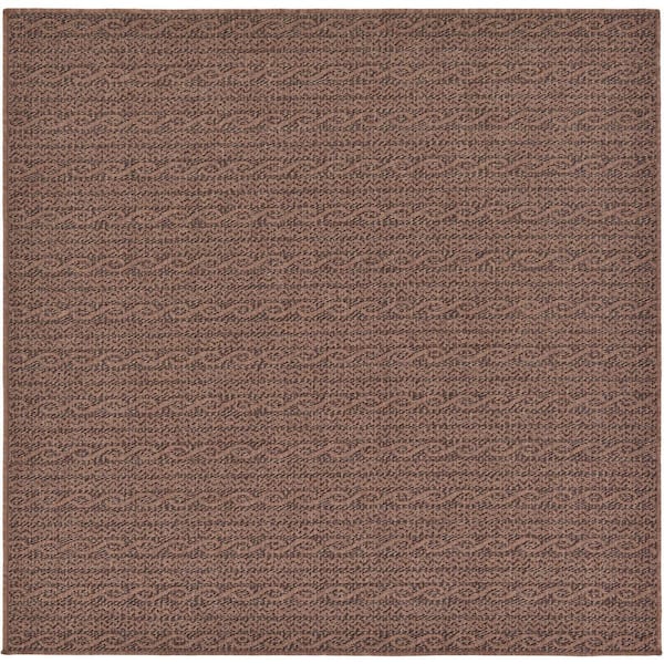 Unique Loom Outdoor Links Brown 6' 0 x 6' 0 Square Rug