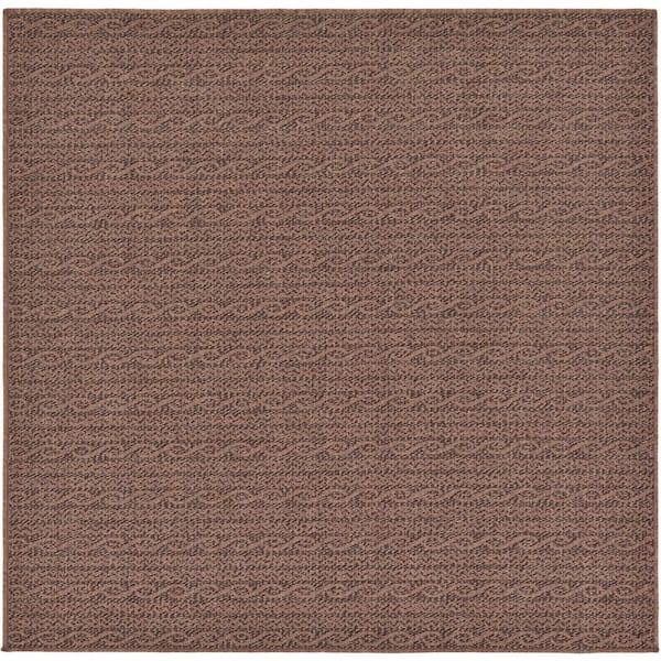 Unique Loom Outdoor Links Brown 6' 0 x 6' 0 Square Rug