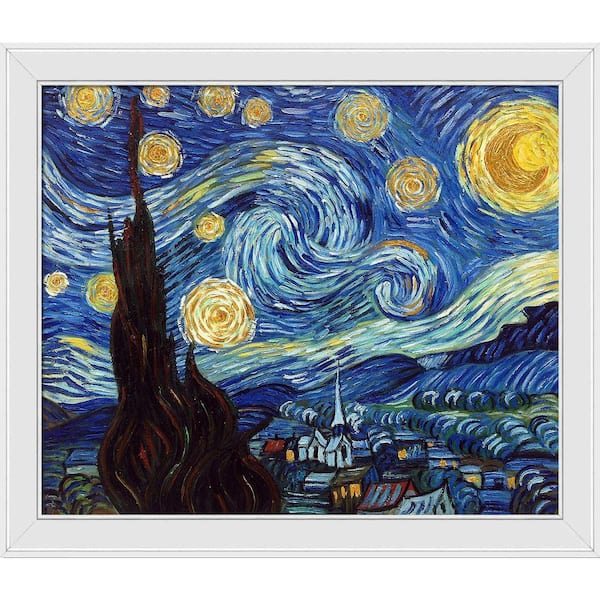 LA PASTICHE Starry Night (Luxury Line) by Vincent Van Gogh Gallery White  Framed Astronomy Oil Painting Art Print 24 in. x 28 in.  VGG485-FR-26240920X24 - The Home Depot