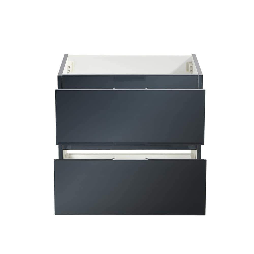 Valencia 24" Glossy Gray MDF Wall-Mount Vanity Base