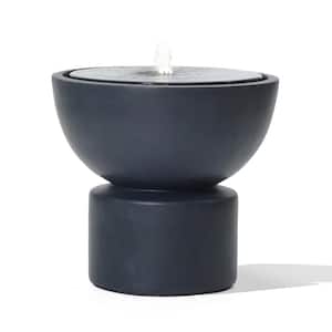 18.7 in. H Dark Gray Resin Round Bubbler Urn Outdoor Fountain with Lights