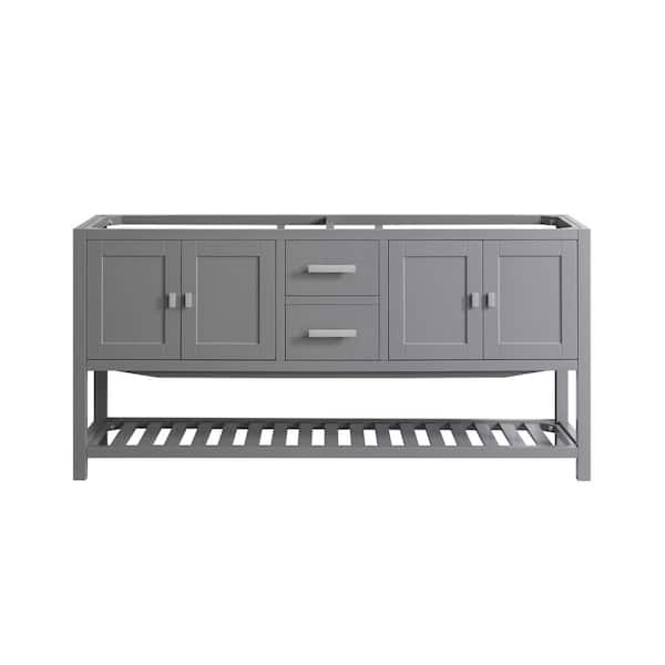 Monaco 72 in. Grey Bathroom Vanity Base Cabinet without Top