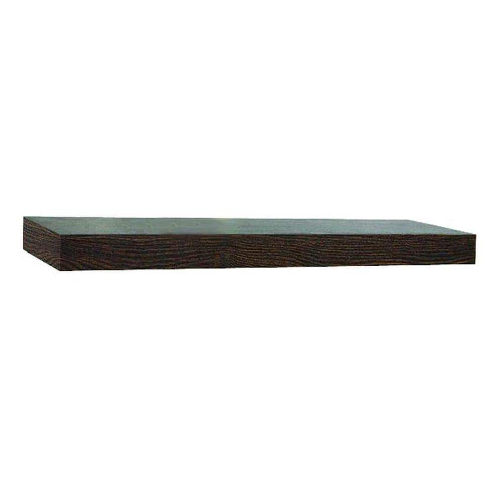 inPlace 48 in. W x 10.2 in. D x 2 in. H Espresso MDF Large Floating Wall  Shelf 9084650 - The Home Depot