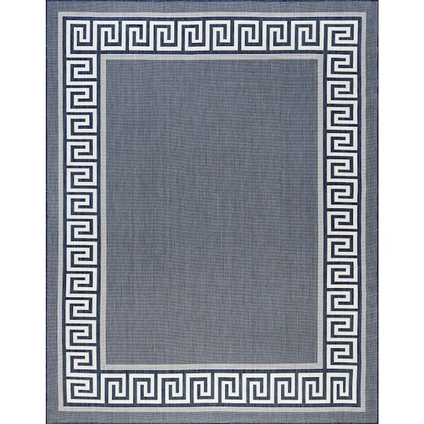 Eco Greek Key Navy 9 ft. x 12 ft. Indoor/Outdoor Area Rug